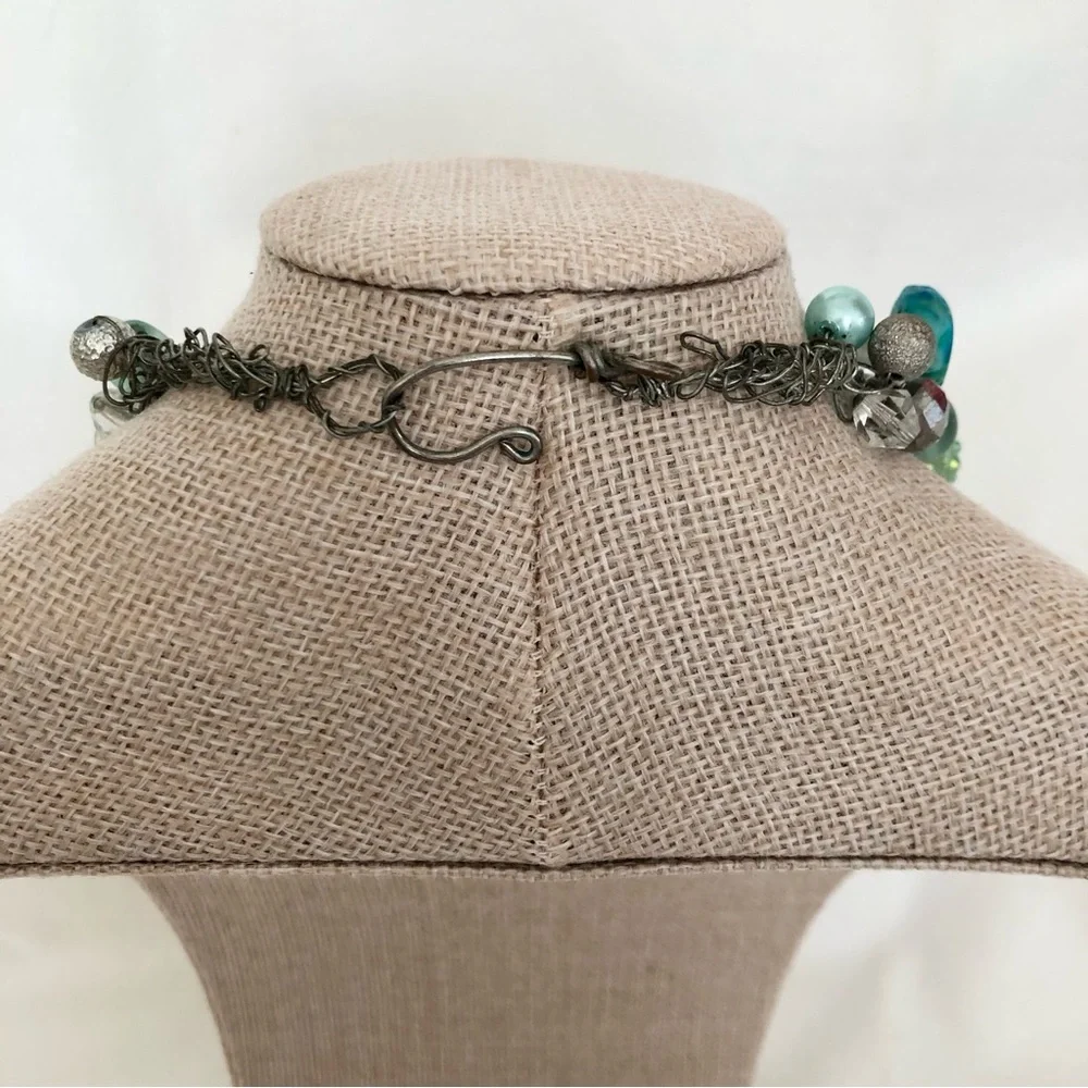 Beachy blue Statement Bead Necklace turquoise beach coastal handmade